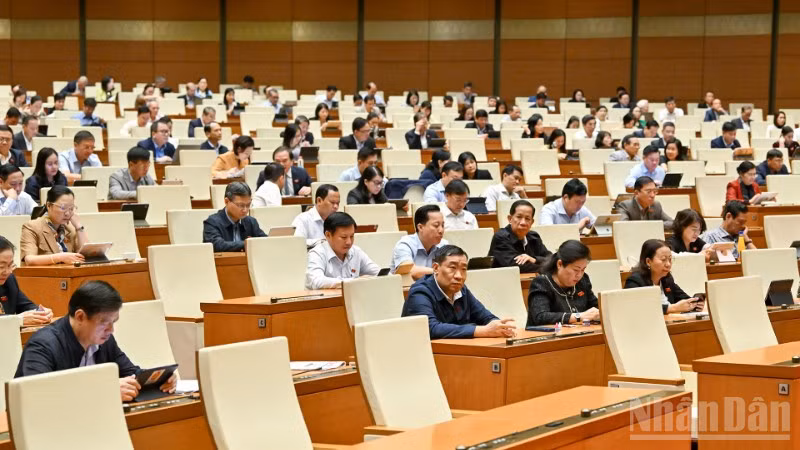 Các đại biểu Quốc hội tham dự phiên họp sáng 31/10/2025. (Ảnh: THỦY NGUYÊN)