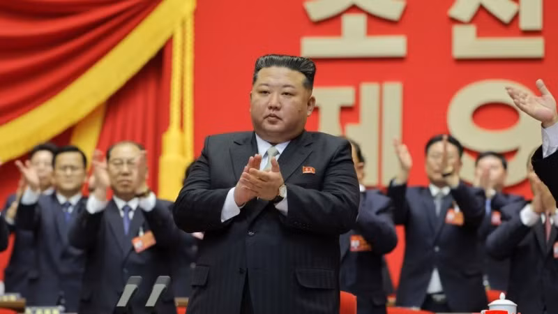 Tổng Bí thư, Chủ tịch Quốc vụ Triều Tiên Kim Jong Un tại Đại hội đại biểu toàn quốc lần thứ IX, Đảng Lao động Triều Tiên, ngày 23/2/2026. (Ảnh: KCNA)