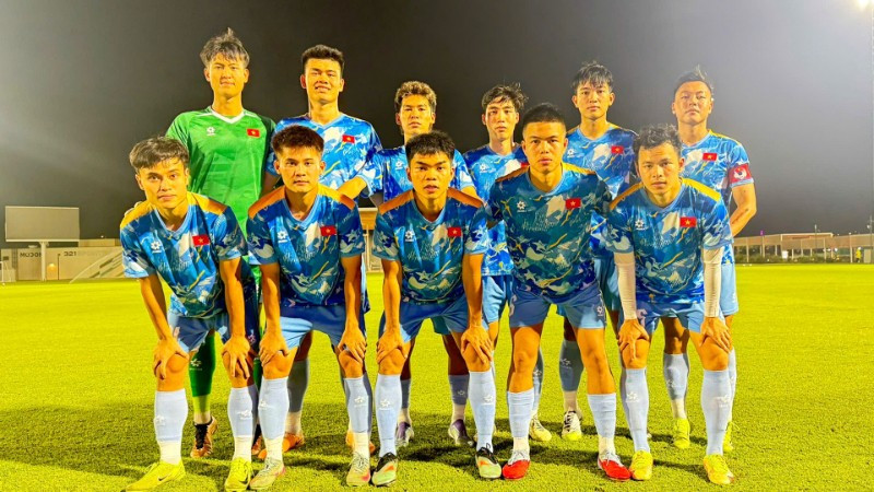 Đội hình xuất phát của U23 Việt Nam trong trận đấu giao hữu gặp U23 Qatar. (Ảnh: VFF)