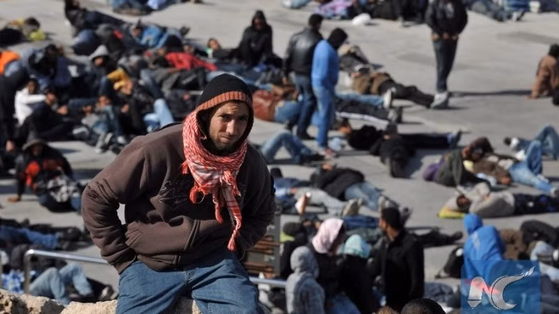 Những người nhập cư bất hợp pháp từ Bắc Phi chờ đợi để được chuyển đi khỏi đảo Lampedusa, cực nam Italia. (Ảnh minh họa: Xinhua)