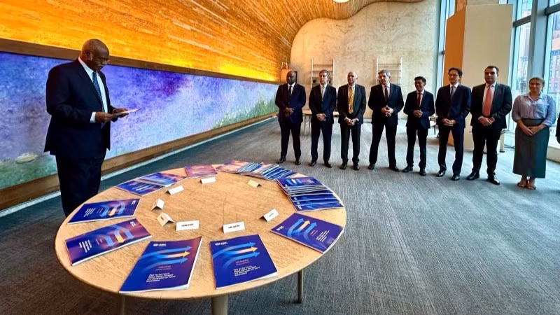 Chủ tịch Đại hội đồng Liên hợp quốc và các Đại sứ và đại diện Phái đoàn. (Ảnh: TTXVN)