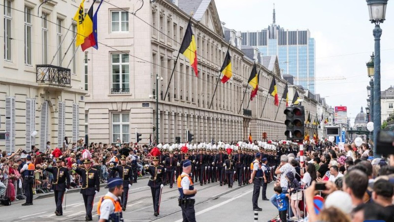 Diễu hành kỷ niệm Quốc khánh Bỉ tại Brussels, Bỉ, ngày 21/7/2024. (Ảnh: Xinhua)