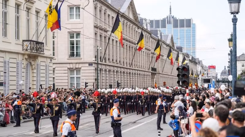 Diễu hành kỷ niệm Quốc khánh Bỉ tại Brussels, Bỉ, ngày 21/7/2024. (Ảnh: Xinhua)
