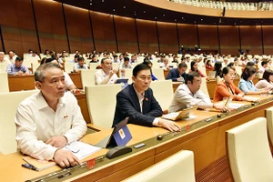 Các đại biểu Quốc hội biểu quyết thông qua Luật sửa đổi, bổ sung một số điều của Luật Quản lý, sử dụng vũ khí, vật liệu nổ và công cụ hỗ trợ. Ảnh: DUY LINH