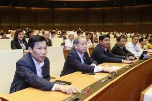 Đại biểu Quốc hội tỉnh Thừa Thiên - Huế tham gia biểu quyết thông qua Nghị quyết, chiều 26-11.