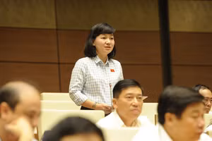 Đại biểu Trương Thị Bích Hạnh, Đoàn đại biểu Quốc hội Bình Dương, phát biểu. 