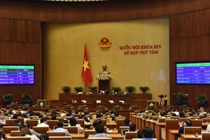 Các đại biểu Quốc hội đoàn biểu quyết Luật sửa đổi, bổ sung một số điều của Luật Tổ chức Chính phủ và Luật Tổ chức chính quyền địa phương. (ẢNH: DUY LINH)
