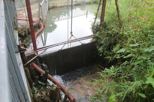 Đầu nguồn nước tại Kỳ Sơn, tỉnh Hòa Bình bị đổ dầu nhớt thải trộm. Dầu thải chảy lan ra suối, rồi chảy vào hồ chứa nước để cấp cho nhà máy xử lý nước của Viwasupco (Ảnh: Giang Ngọc).