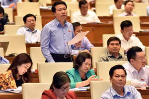 Ðại biểu QH tỉnh Ðác Lắc phát biểu ý kiến thảo luận tại hội trường. Ảnh: DUY LINH