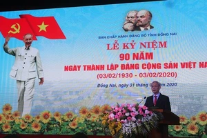 Bí thư Tỉnh ủy Đồng Nai, Nguyễn Phú Cường phát biểu tại lễ kỷ niệm.