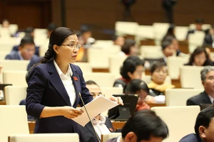 Đại biểu Quốc hội Đỗ Thị Lan đoàn Quảng Ninh tại phiên thảo luận ngày 19-11. (ẢNH: DUY LINH)