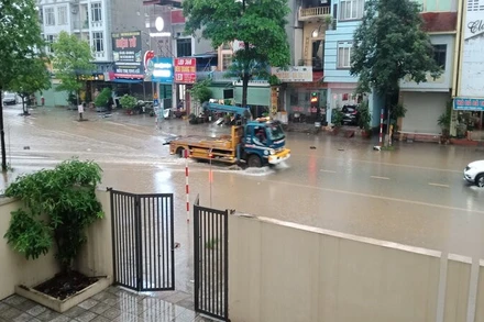 Ngập úng tại khu vực ngã ba Bắc Nam, thành phố Thái Nguyên.