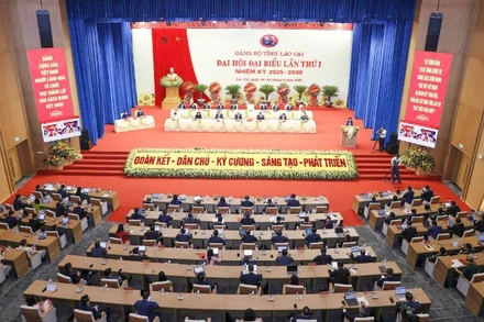 Quang cảnh phiên bế mạc Đại hội đại biểu Đảng bộ tỉnh Lào Cai lần thứ I, nhiệm kỳ 2025-2030.