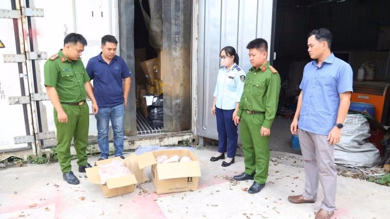 Thực phẩm động vật đông lạnh không có hóa đơn, chứng từ chứng minh nguồn gốc xuất xứ hợp pháp được phát hiện.