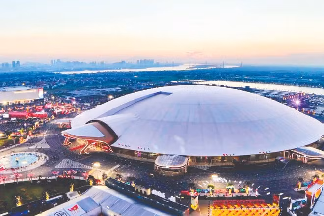 Trung tâm Triển lãm Việt Nam (VEC) tại Hà Nội, nơi tổ chức Hội chợ Mùa thu 2025. (Ảnh: THỦY NGUYÊN)