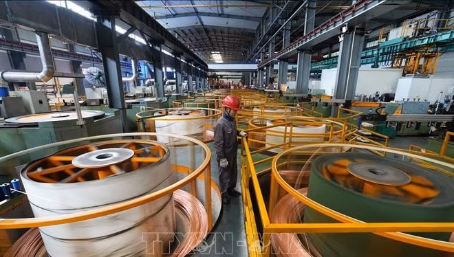 Đồng được sản xuất tại nhà máy ở tỉnh Chiết Giang, Trung Quốc. (Ảnh tư liệu: THX/TTXVN) 