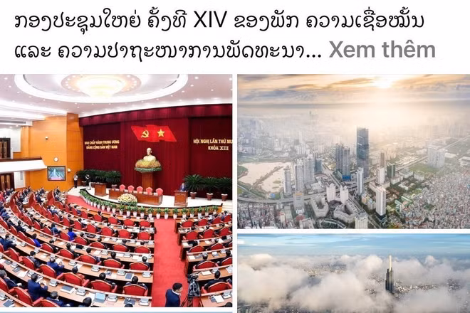 Bài viết "Đại hội Đảng XIV: Niềm tin và khát vọng phát triển" trên tờ Pasaxon. (Ảnh: Xuân Tú/TTXVN)