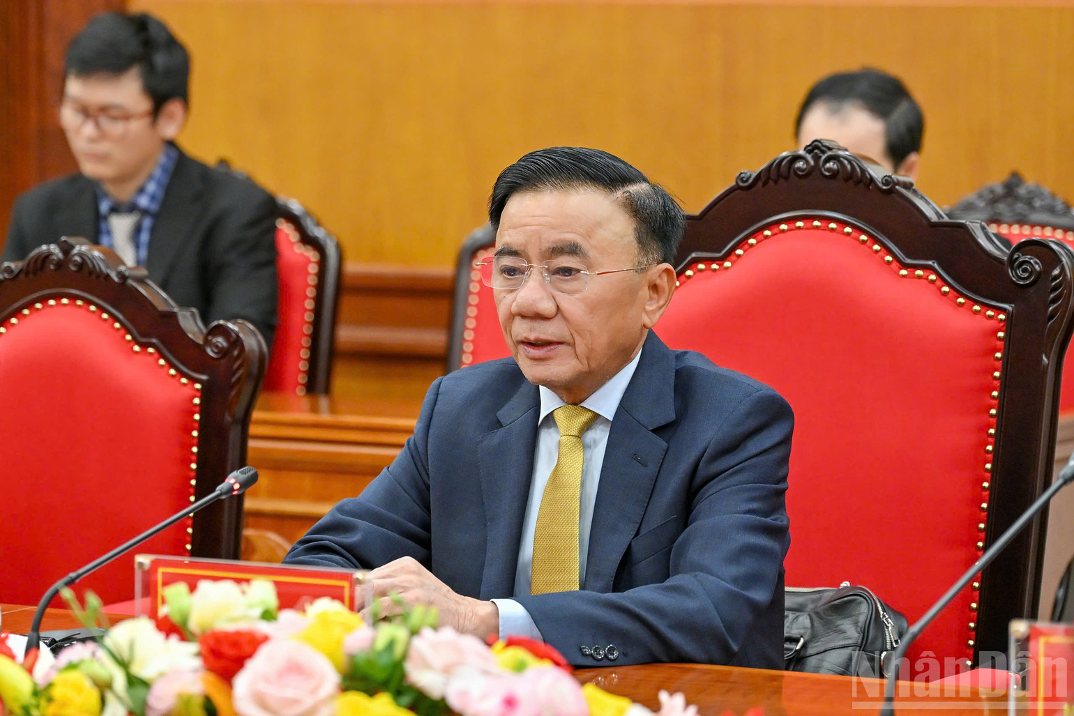 Thường trực Ban B&iacute; thư đề nghị hai Đo&agrave;n Thanh ni&ecirc;n tiếp tục ph&aacute;t huy vai tr&ograve; n&ograve;ng cốt trong gi&aacute;o dục thế hệ trẻ về truyền thống đo&agrave;n kết đặc biệt Việt Nam-L&agrave;o.(Ảnh: THỦY NGUY&Ecirc;N)