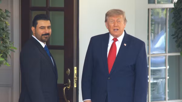 Tổng thống Mỹ Donald Trump và Thủ tướng Iraq Ali al-Zaidi tại cuộc gặp ở Nhà Trắng, Washington, D.C., ngày 14/7/2026. (Ảnh: THX/TTXVN)