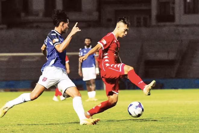 Hải Phòng (áo đỏ) thắng cách biệt Becamex Thành phố Hồ Chí Minh 4-2. (Ảnh: VFF)