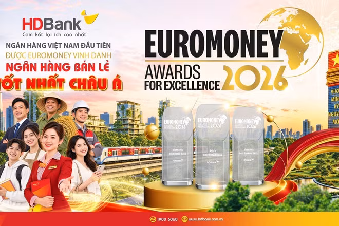 Danh hiệu “Ngân hàng Bán lẻ tốt nhất châu Á” lần đầu tiên được trao cho một ngân hàng Việt Nam. (Nguồn ảnh: HDBank)