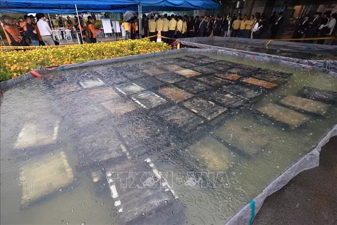 Pin bị cháy tại Cơ quan Thông tin tài nguyên Quốc gia ở Daejeon, Hàn Quốc, ngày 28/9/2025. (Ảnh: Yonhap/TTXVN)