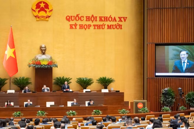 Quốc hội làm việc tại hội trường. (Ảnh: QH)