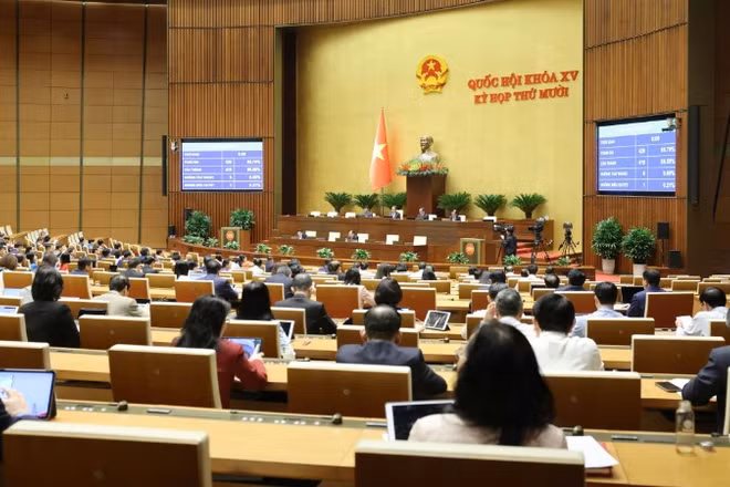 Quốc hội làm việc tại hội trường. (Ảnh: DUY LINH)