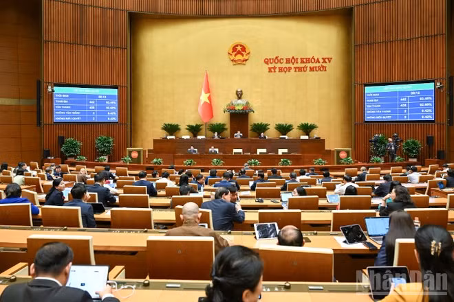 Quốc hội làm việc tại hội trường. (Ảnh: DUY LINH)
