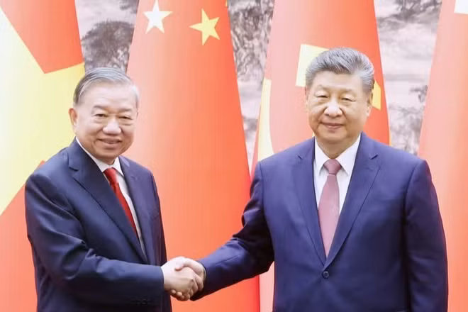 Tổng Bí thư, Chủ tịch nước Tô Lâm và Tổng Bí thư, Chủ tịch nước Trung Quốc Tập Cận Bình. (Ảnh: TTXVN)