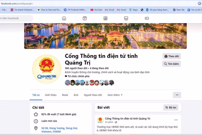 Fanpage “Cổng Thông tin điện tử Quảng Trị” chính thức được đưa vào vận hành. (Ảnh: Ủy ban nhân dân tỉnh Quảng Trị)