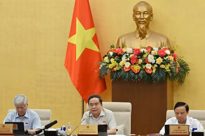 Chủ tịch Quốc hội Trần Thanh Mẫn phát biểu tại Phiên họp thứ 4 của Ủy ban Thường vụ Quốc hội. (Ảnh: THỦY NGUYÊN)