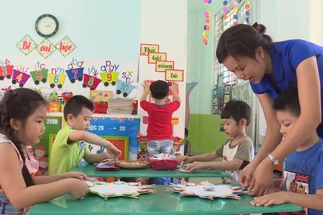Một tiết học ở Trường Mẫu giáo Lý Tự Trọng, Khánh Hòa. (Ảnh: PHONG NGUYÊN)