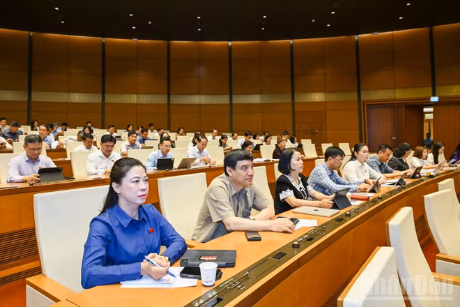 Quốc hội làm việc tại hội trường. (Ảnh: DUY LINH)