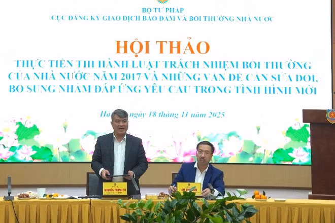 Thứ trưởng Tư pháp Nguyễn Thanh Tú phát biểu tại hội thảo. (Ảnh: TL)