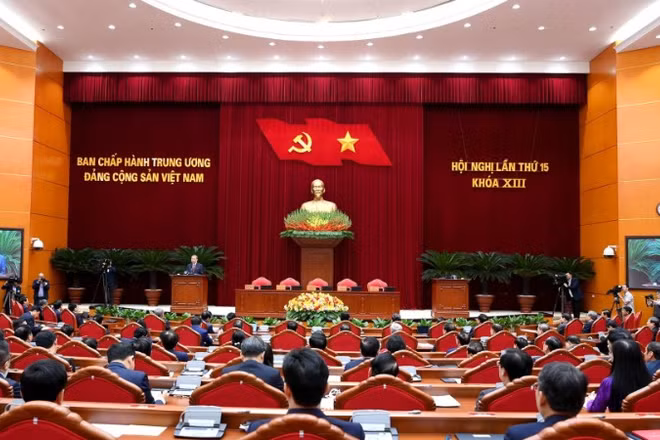 Hội nghị lần thứ 15 Ban Chấp hành Trung ương Đảng Cộng sản Việt Nam khóa XIII họp phiên bế mạc. (Ảnh: ĐĂNG KHOA)