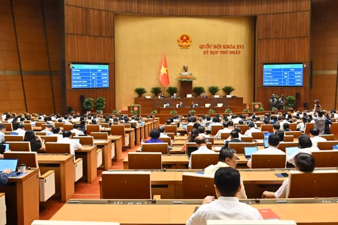 Quốc hội họp phiên toàn thể tại hội trường. (Ảnh: THỦY NGUYÊN)