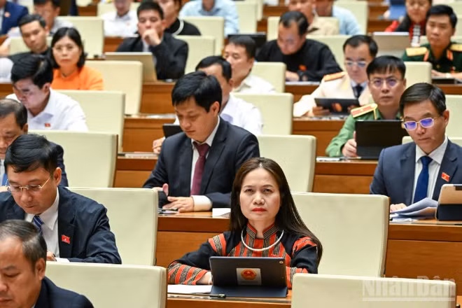 Quốc hội làm việc tại hội trường. (Ảnh: DUY LINH)