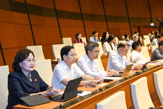 Các đại biểu Quốc hội làm việc tại hội trường. (Ảnh: DUY LINH)