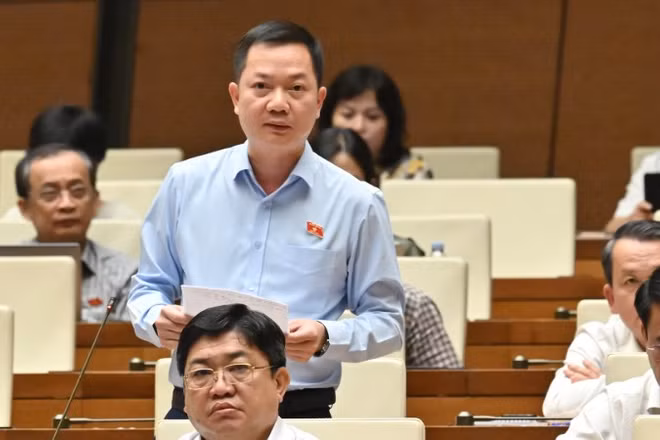 Đại biểu Trịnh Xuân An (Đoàn Đồng Nai) phát biểu tại hội trường. (Ảnh: THỦY NGUYÊN)