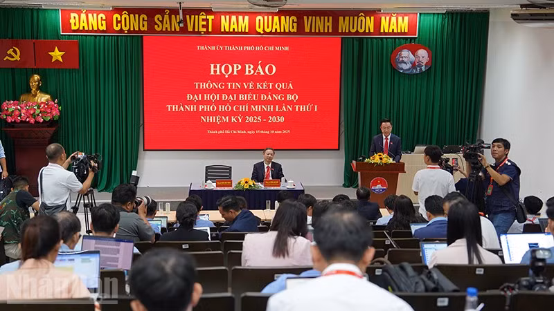 Quang cảnh buổi họp báo sau Đại hội. (Ảnh: Thế Anh)