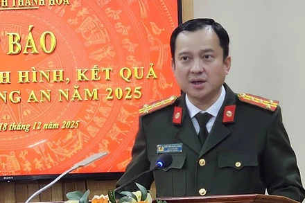 Lãnh đạo Công an tỉnh Thanh Hóa thông báo tình hình, kết quả công tác năm 2025.