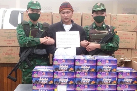 Bộ đội Biên phòng bắt giữ đối tượng vận chuyển pháo hoa nổ trái phép.