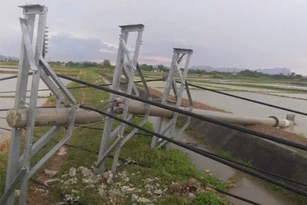 Cột điện trung thế bị gãy đổ.