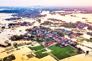 Xã Hoàng Vân (Bắc Ninh) chìm trong biển nước.