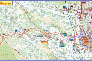 Bản đồ hướng tuyến tuyến cao tốc Vinh-Thanh Thủy.