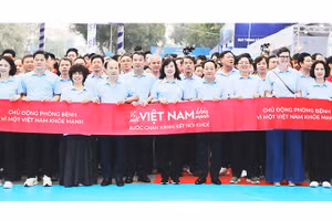 Các đại biểu cùng đông đảo người dân đi bộ hưởng ứng Ngày hội.