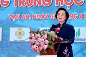 Phó Thủ tướng Chính phủ Phạm Thị Thanh Trà phát biểu tại lễ khởi công. (Ảnh: PHAN QUỲNH)