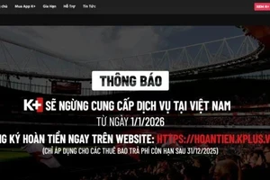 Thông báo dừng phát sóng từ ngày 1/1/2026 của truyền hình K+.