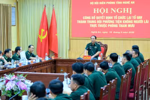 Đại tá Nguyễn Công Lực, Chỉ huy trưởng Ban Chỉ huy Bộ đội Biên phòng tỉnh Nghệ An chủ trì hội nghị. 